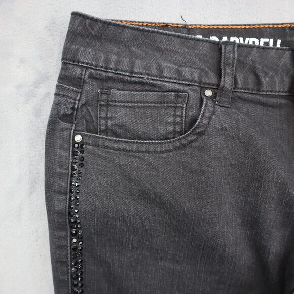 DNKY Pants Womens 6 Black Bootcut Low Rise Stretch Button Studded Denim Jeans - Picture 12 of 16
